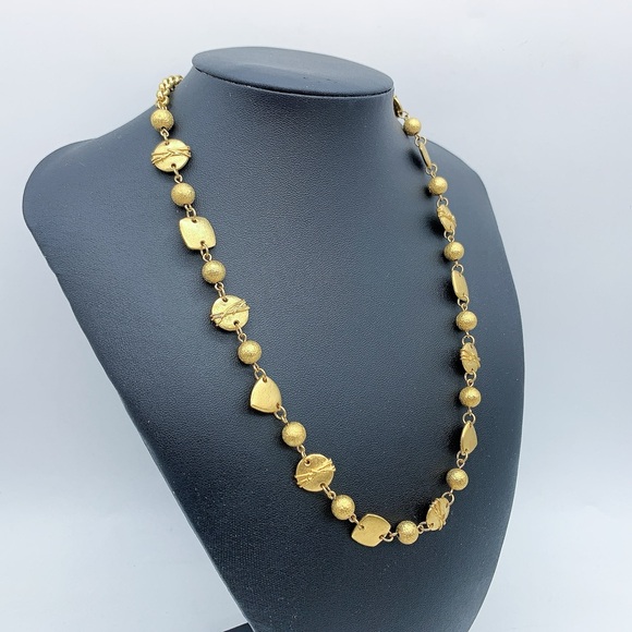 Vintage Gold-tone Beaded Chain Necklace - Picture 2 of 8